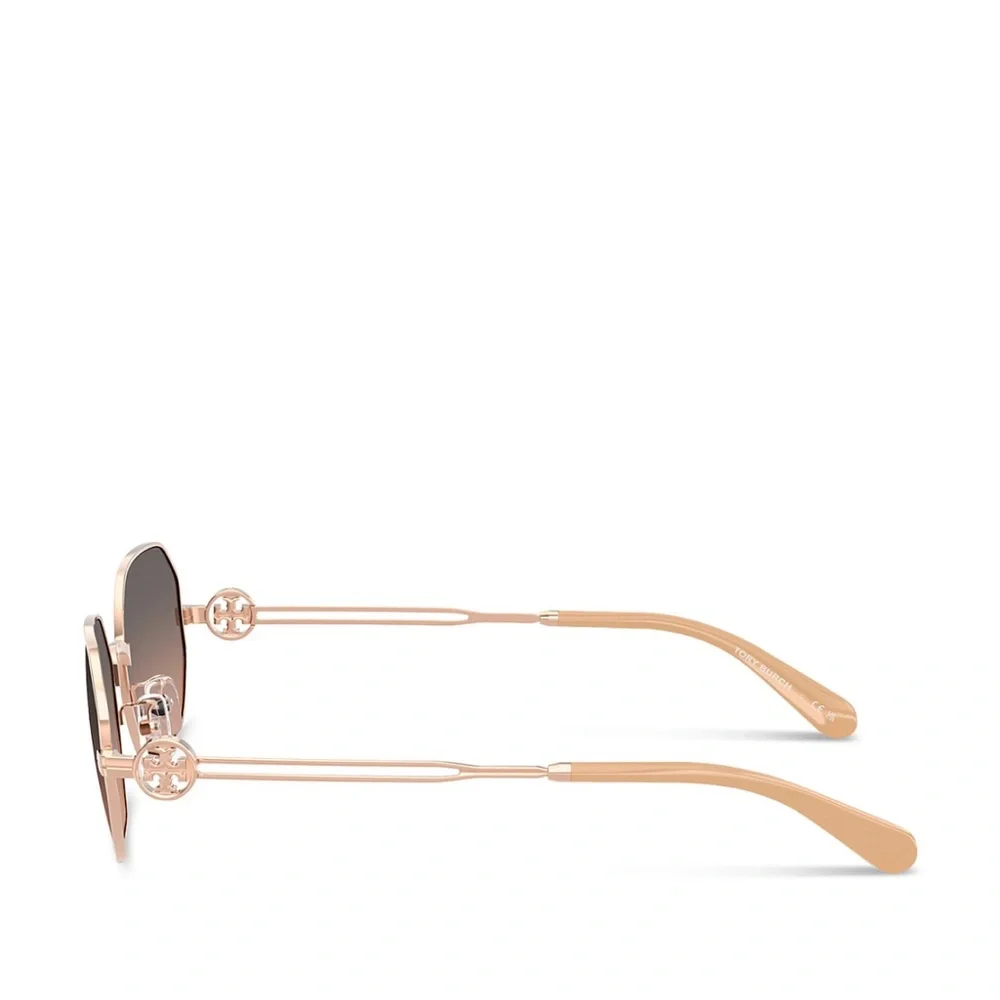 Tory Burch Rose Gold Frame Sunglasses with Brown Gradient Lenses